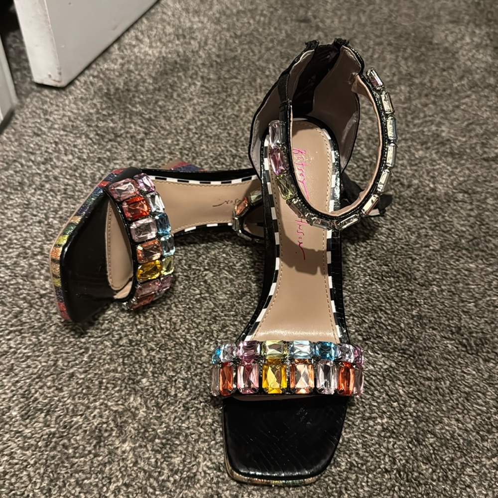 Betsy Johnson rhinestones rainbow heels
